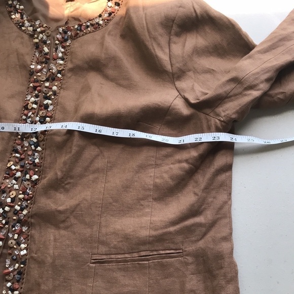 Jm Collection linen beaded brown blazer jacket size 18 - Picture 6 of 8